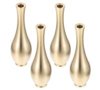DOITOOL 4pcs Vintage Tiny Copper Vase Mini Metal Flower Vase for Desktop Decor with Elegant Golden Finish, for Garden or Wedding Flower Arrangements and Home Decoration