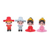 DOITOOL 4pcs Wedding Cake Toppers: Bride Groom Statue Couple Figurines for Dollhouse Fairy Garden Wedding Valentine's Day Photo Props