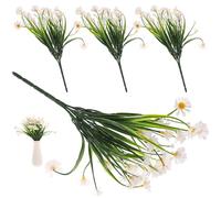 DOITOOL 4pcs White Artificial Daisy Bouquet with Realistic Shape Plastic Floral Stems for Home Decoration and Shop Window Display, Decorative Fake Daisy Flowers