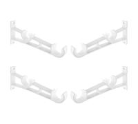 DOITOOL 4pcs White Double Curtain Rod Brackets Metal Roman Pole Holders with Iron Base, Wall-Mounted Support for Drapes, Suitable for Living Room and Bedroom Window Treatment