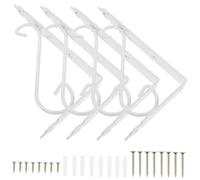 DOITOOL 4pcs White Floral Iron Wall Mounted Shelf Brackets Sturdy Support for Bookrack Clapboard Set Box with Screws Included Vintage Style Wall Brackets for Home Storage