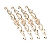 DOITOOL 4pcs Wooden Carved Floral Appliques Unpainted Wood Decal for Furniture Cabinet Door Wardrobe Decoration Vintage Charm Traditional Craftsmanship for Home Interiors