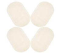 DOITOOL 4pcs Wooden Oval Basket Bottom for Crochet Blank Solid Crochet Basket Base Beige for Home Crafting