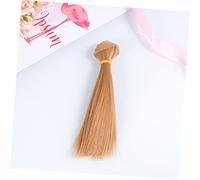 DOITOOL 5 Pcs DIY Doll Wigs Heat Resistant Straight Hair Extensions for Crafting and Doll Making Darkgoldenrod Easy to Wear with Elastic Band for Home Projects