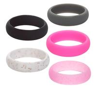 DOITOOL 5 Pcs Silicone Finger Rings Set Lightweight and Not Easy Creative Glitter Powder Joint Rings Unique Colored and Pattern Design for Party and Color Assorted style