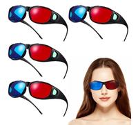 DOITOOL 5 Pieces 3D Glasses Red and Blue Movies Glasses for Cinema D Glasses Blue Red Colorblind Glasses 3D Plastic Anaglyph Glasses
