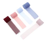 DOITOOL 5 Rolls Frayed Edge Chiffon Ribbon Yards Decorative Bouquet Ribbon for Wedding Gift Wrapping Party DIY Crafts and Floral Arrangements
