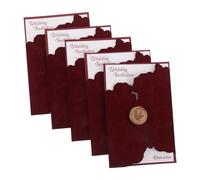 DOITOOL 5 Sets Luxury Velvet Wedding Invitation Cards Set Red Formal Wedding Stationery with Seal for Engagement Banquet Bridal Shower and Anniversary Party Invitations