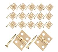 DOITOOL 50 Sets Mini Brass Butt Hinges with Screws Small Folding Craft Hinges for Jewelry Boxes Wood Chests Cabinet Doors Pure Brass Vintage Finish for Antique and Modern Decorative Cases