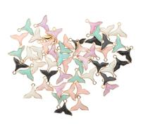 DOITOOL 50pcs Fish Tail Hanging Charms Lightweight Enamel Pendants for DIY Jewelry Making Earrings Bracelets Necklaces Crafting Accessories with Mixed Colors Black White Pink Blue Purple