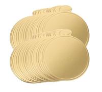 DOITOOL 50pcs Gold Round Mini Cake Boards 90mm Diameter Mousse Cake Bases Cardboard Serving Supplies for Party Dessert Display and Baking