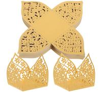 DOITOOL 50pcs Hollow-out Flower Chocolate Wrappers Gold Candy Cups for Wedding Party Decor Compact and Lightweight Chocolate Packaging Paper Holders for Truffles and Confections