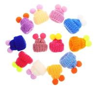DOITOOL 50Pcs Mini Knitting Doll Hats Small Pom Pom Yarn Decorations for DIY Craft Supplies Christmas Tree Ornaments and Doll Accessories in Bright Colors