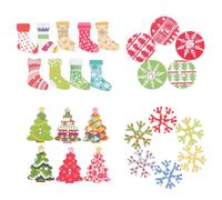 DOITOOL 50pcs Mixed Style Painted Wooden Christmas Buttons Two-Hole Craft Buttons for Sewing DIY Xmas Decoration and Crafting Supplies Random Style
