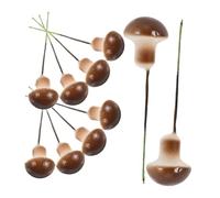 DOITOOL 50pcs Realistic Mini Foam Mushrooms Dark Brown Miniature Garden Ornaments DIY Fairy Garden Decor Tiny Mushroom Stakes for Potted Plants Event Decorations Craft Accessories