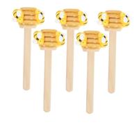 DOITOOL 5pcs Bee Kitchen Decor Honey Dippers with Cartoon Honey and Bee Ornaments Mini Tiered Tray Decorations for Day Festival Birthday Party Centerpieces and Spring Summer Farmhouse