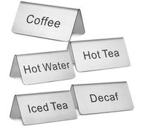 DOITOOL 5pcs Beverage Signs Stainless Steel Tabletop Signs with Sleek Surface Easy to Read for Coffee Tea Restaurant Display