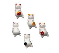 DOITOOL 5pcs Ceramic Cat Chopsticks Rest Japanese Style Decorative Dinner Table Adornment Multi-Functional Porcelain Chopstick Stands for Forks Spoons Knife Support