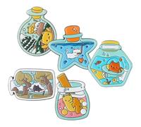 DOITOOL 5pcs Cute Cat Brooch Pins in Assorted Colours, Alloy Material Cartoon Fish in Drift Bottle Design, for Everyday Wear Or Party Accessories for Women