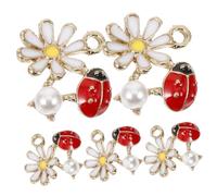 DOITOOL 5pcs Daisy Ladybug Alloy Charms Handmade Charming Necklace Charms Cute Diy Jewelry Accessories