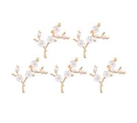 DOITOOL 5pcs Elegant Alloy Flower Branch Accessories with Imitation Pearls for DIY Projects, Not Easy to Break Or Wear, for Mini Landscape Models and Clothing Decoration