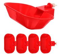 DOITOOL 5pcs Large Automatic Poultry Drinking Cups for Chickens and Turkeys, Red Pp Material, Damage Resistant with Mounting Hole Opener, Suitable for Farm and Brooder Use