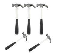 DOITOOL 5Pcs Mini Metal Hammer Set - Small Iron Stubby Mallets for Kids Real Woodworking - 17cm Lightweight Craft Tack Tool with Anti-Slip Grip for Picture Hanging & Forest School (Random Colours)