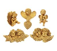 DOITOOL 5pcs Mini Resin Angel Charms Decorative Flatback Photoing Accessories for Phone Case Craft DIY European Style Gold Tone Small Figurines