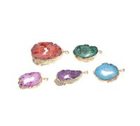 DOITOOL 5pcs Natural Agate Stone Pendants for Jewelry Making DIY Charms Craft Supplies Mixed Colors Material Lightweight Accessories