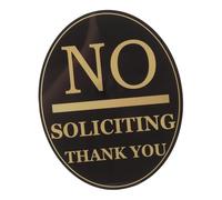 DOITOOL 5pcs No Soliciting Sign Black Background with Gold Lettering Easy to Install Versatile Outdoor Use Protect Your Privacy Legible Message for Home