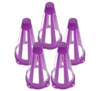 DOITOOL 5pcs Purple Hollow Pe Cones for Soccer Training with Wind Resistant and Flexible Setup, 23cm Thickened Wall and Reinforced Base, for Outdoor Sports and Football Drills