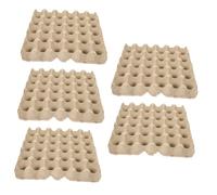 DOITOOL 5pcs Reusable Paper Pulp Egg Trays 30-count Stackable Egg Container Holder Beige Paper Cartons for Farm Market and Home Storage