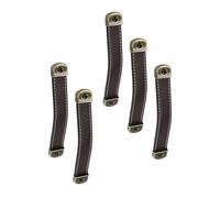 DOITOOL 5PCS Vintage Leather Cabinet Handles Multipurpose Small Wardrobe Pulls for Suitcase Carrying Furniture Hardware Retro Closet Door Pulls