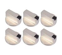 DOITOOL 6 Pack Gas Stove Knobs Universal Hob Replacement Metal 6mm Right Angle 0° Easy-On/Off Durable