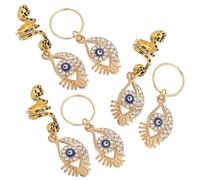 DOITOOL 6 Pcs Decorative Alloy Hair Rings with Evil Eye Pendants for Braids and Dreadlocks, Safe Spiral Hair Accessories for Women, for Birthday and New Year Celebrations