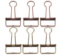 DOITOOL 6 Pcs Retro Bronze Hollow-Out Long-Tail Paper Clips Metal File Clamps for Office and School Organizing, Medium Size Antique Binder Clips Set Random Color