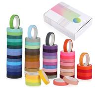 DOITOOL 60 Rolls Rainbow Washi Tape Strong Adhesive Solid Color Masking Tape for DIY Crafting Scrapbooking Wrapping Decorating Versatile Decorative for Artists and