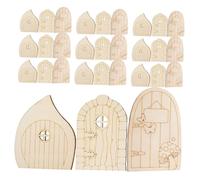 DOITOOL 60pcs Miniature Wooden Fairy Doors DIY Craft Kit Unpainted Beige Micro Landscape Decoration for Garden Trees Home Office Wedding Party Accessories