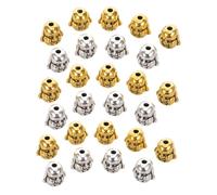DOITOOL 60pcs Tibetan Tribal Spacer Beads Antique Silver Golden Buddha Head Charms for Necklace Making Ethnic Alloy Craft Findings Vintage Style Maitreya Bracelet Spacers