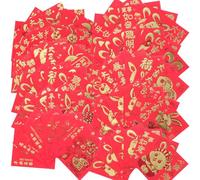 DOITOOL 66pcs Year of The Rabbit Red Packets 2023 Lunar New Year Money Envelopes Folding Half Ceremony Pack Traditional Zodiac Red Packet for Chinese Spring Festival Random Style