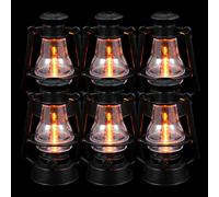 DOITOOL 6Pcs Black 3-Inch LED Kerosene Lanterns Christmas Tree Decor Miniature Hanging Kerosene Light Ornaments for Xmas Tree Decoration