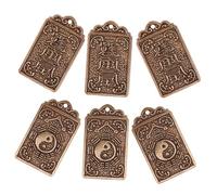 DOITOOL 6Pcs Brass Chinese Style Amulet Pendants Antique Hanging Charms for Keychains Jewelry Making DIY Craft Decorations