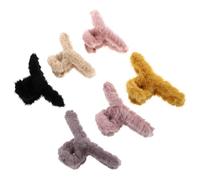 DOITOOL 6pcs Elegant Plush Hair Claw Clips for Women Plastic Material Easy to Open Prevent Messy Hair Stylish Accessories for Long and Daily Use Random Color