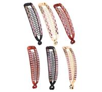 DOITOOL 6pcs Fish Shape Rhinestone Hair Clips Ponytail Holder Clip Comfortable to Use Hold Hair in Place Ps Material Suitable for Wedding and Season