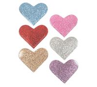 DOITOOL 6pcs Glitter Heart Bookmarks Pu Material Corner Page Markers for Book Lovers with Handstitched Elegant Design, Comfortable Touch Suitable for Office and Classroom Rewards