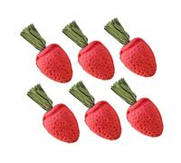 DOITOOL 6pcs Hamster Chew Strawberry Shape Small Animal Enrichment for Rabbits Guinea Pigs Chinchillas Natural Chewing Sticks for Teeth Health Boredom Relief and Mental Stimulation