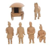 DOITOOL 6pcs Horse Garden Statue Chinese Cattle Statues Chinese Terracotta Warriors Figurines Mini Desktop Horseshoes Miniature Horses Terracotta Warriors Light Brown Pvc