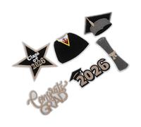DOITOOL 6pcs Iron on Applique Graduate Patch Applique Black Gold Polyester Easy Application Resist Fading Sew on Patches for Jackets Jeans Grad Party Accessories 2026 Graduation Season