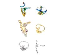 DOITOOL 6pcs Knitting Loop Ring Yarn Guide Open Finger Holder for Yarn Tension Control Portable Crochet Tool for Diy Crafts and Sewing Easy to Use Left Right Hand