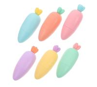 DOITOOL 6pcs Mini Carrot-shaped Highlighters with Ergonomic Grip Water-based Fluorescent Ink Pens for Fine Thick Lines Pastel for School Office and Study Use